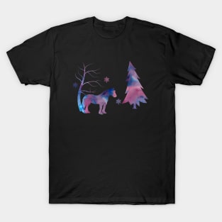 Horse Winter with Snowflakes T-Shirt